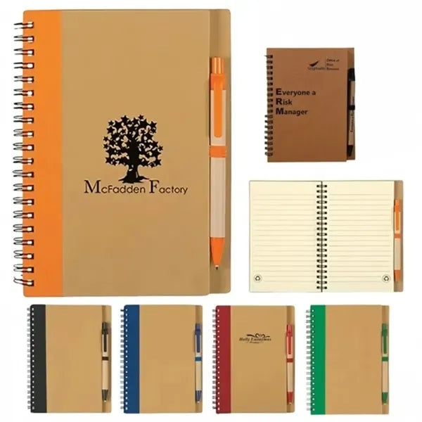 Office Use Kraft Paper Coil Notebook with Pen