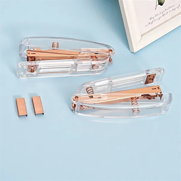 Rose Gold Transparent Desktop Stapler