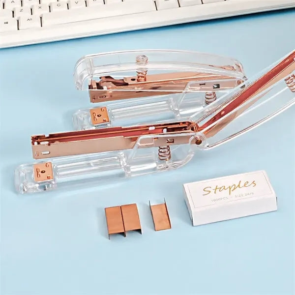 Rose Gold Transparent Desktop Stapler