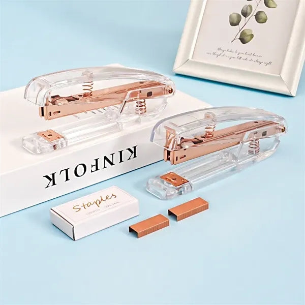 Rose Gold Transparent Desktop Stapler