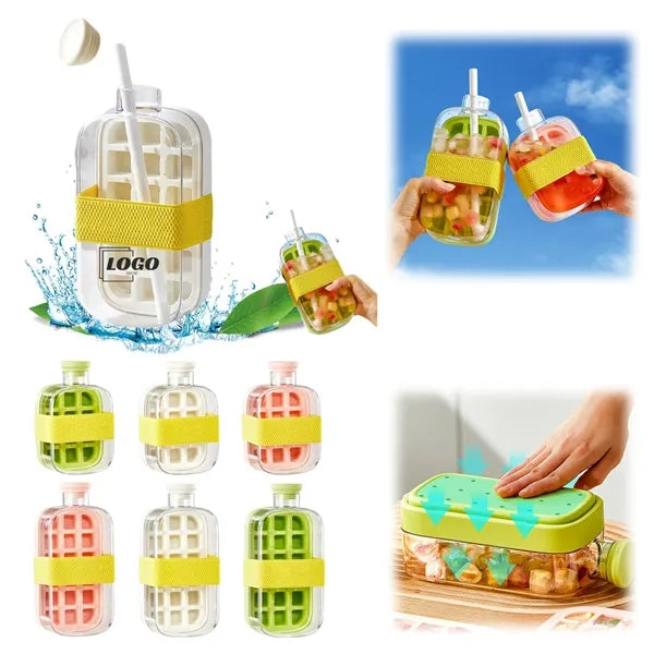 Ice Cube Bottle with Straw