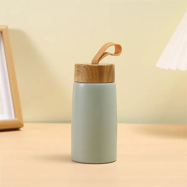 9 Oz. Wood Grain Lid Insulated Coffee Mug with Rope