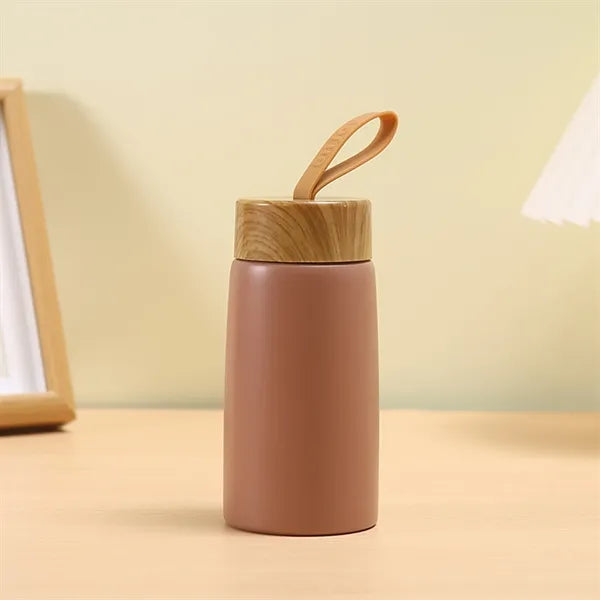 9 Oz. Wood Grain Lid Insulated Coffee Mug with Rope