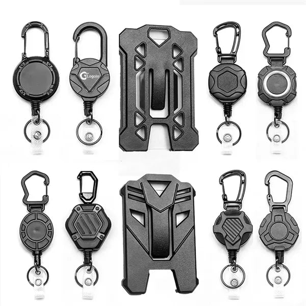 Badge Reel Retractable Heavy Duty Carabiner with Card Holder