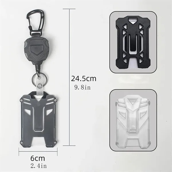 Badge Reel Retractable Heavy Duty Carabiner with Card Holder