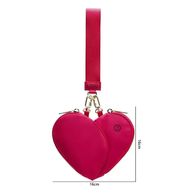 Heart Shape Dual Pouch Wristlet for Women