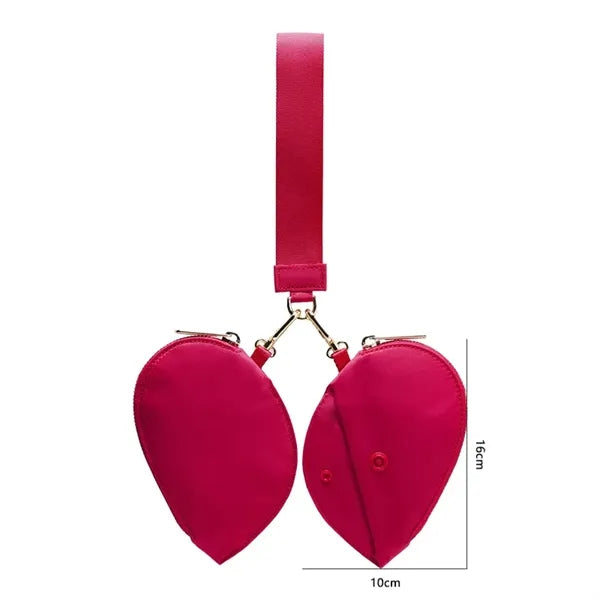 Heart Shape Dual Pouch Wristlet for Women