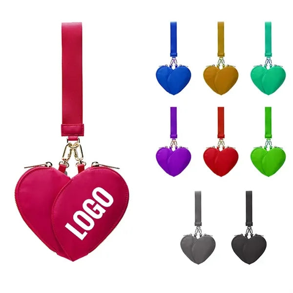 Heart Shape Dual Pouch Wristlet for Women