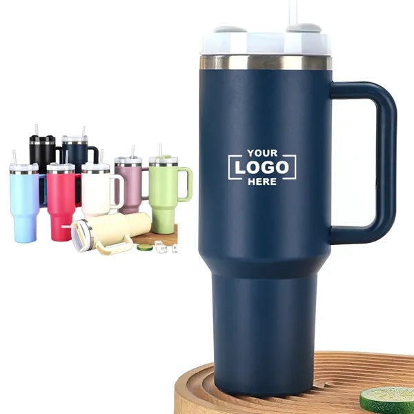 40 oz Insulated Tumbler With Handle and Straw Lid