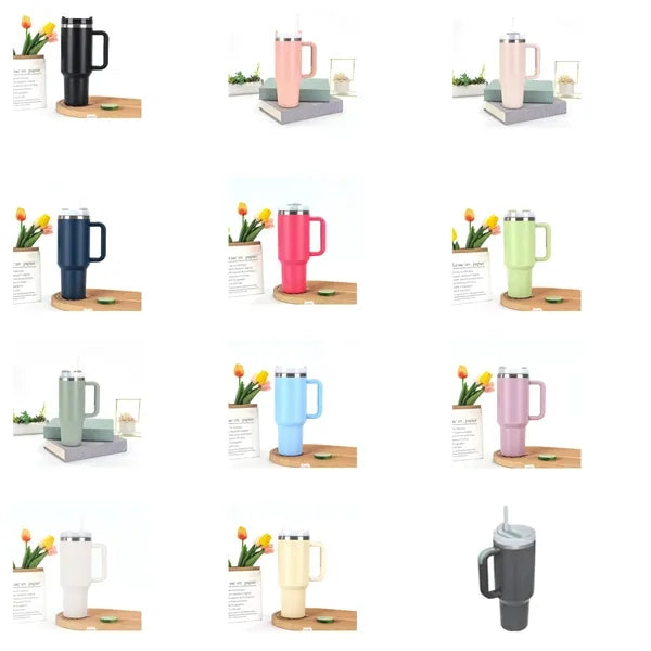 40 oz Insulated Tumbler With Handle and Straw Lid