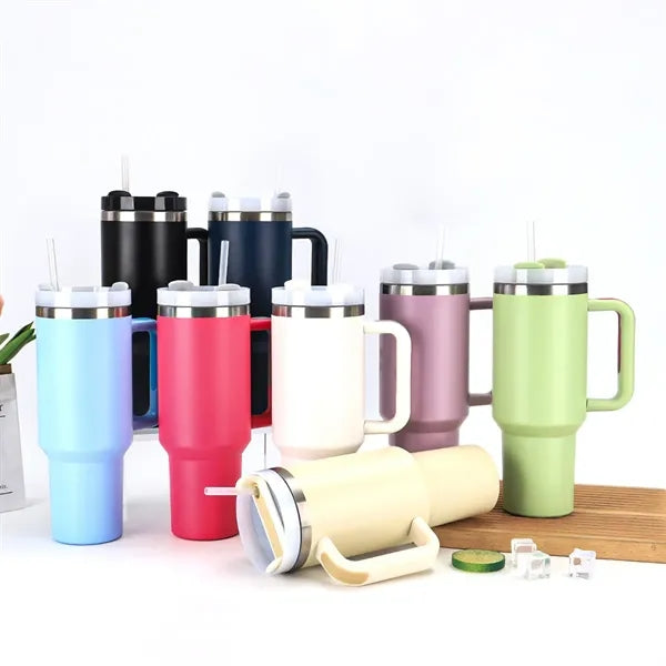 40 oz Insulated Tumbler With Handle and Straw Lid