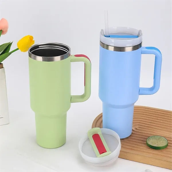 40 oz Insulated Tumbler With Handle and Straw Lid