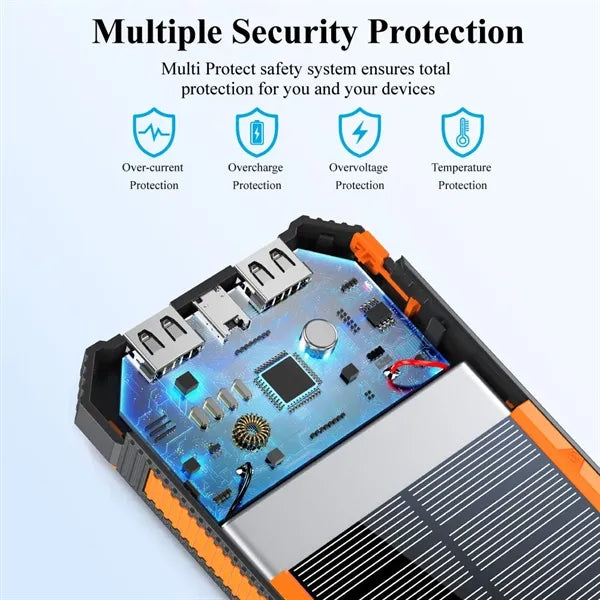 20000 mAh Outdoor Solar Power Bank with Wireless Charger