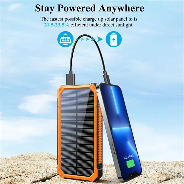 20000 mAh Outdoor Solar Power Bank with Wireless Charger
