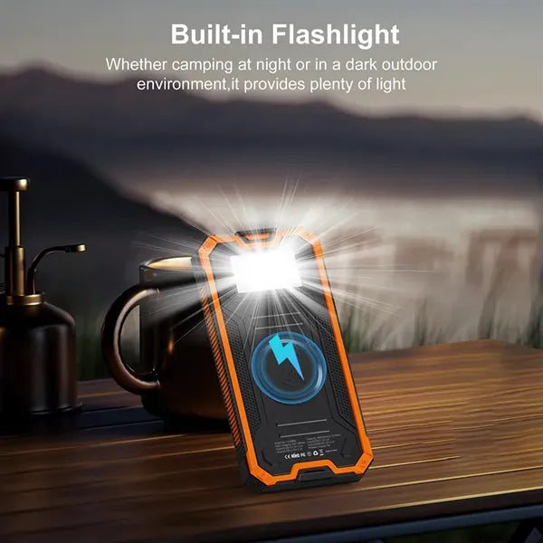 20000 mAh Outdoor Solar Power Bank with Wireless Charger