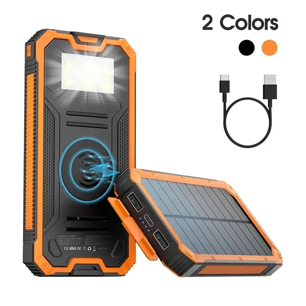 20000 mAh Outdoor Solar Power Bank with Wireless Charger