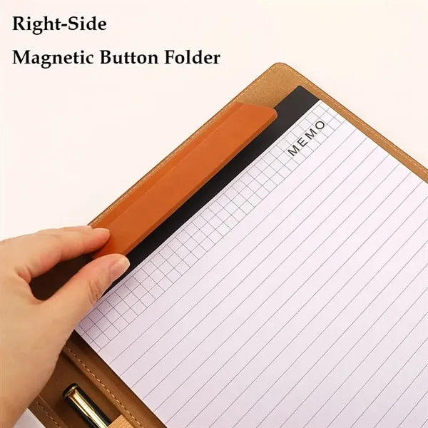 A4/A5 PU Leather Magnetic Portfolio Folder with Notepad