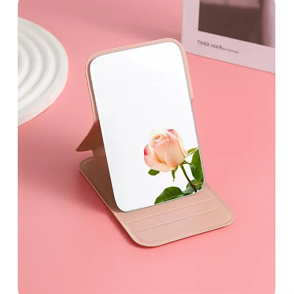 Portable Handheld Rectangle Folding Desktop Makeup Mirror