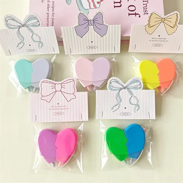 2-in-1 Heart-Shaped Connectable Design Highlighter Pen