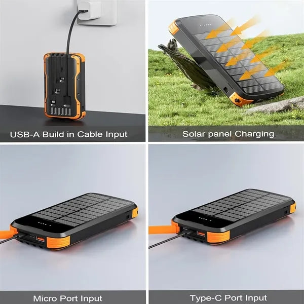 40000mAh Portable Solar Phone Charger Built in 4 Cables