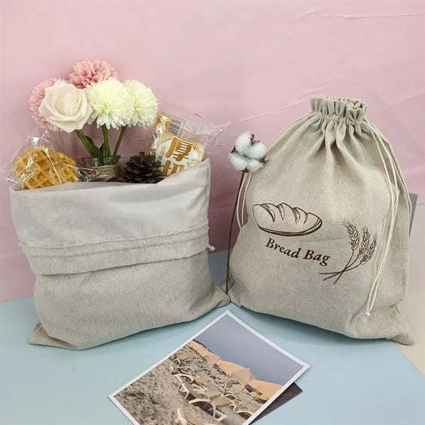 15'' Linen Drawstring Bread Bag
