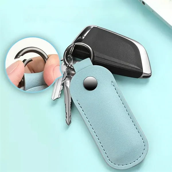 Leather U Disk Pouch Key Ring Holder