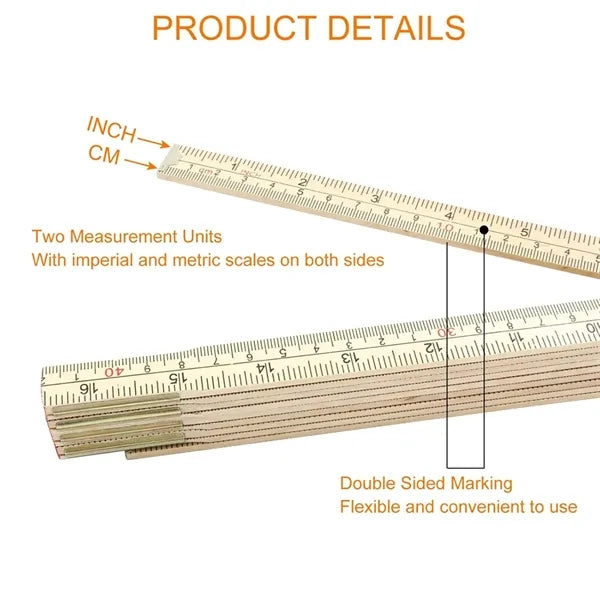 2M Foldable Ruler with Inch and Metric Measurements