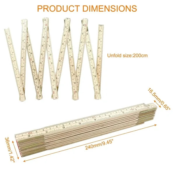 2M Foldable Ruler with Inch and Metric Measurements