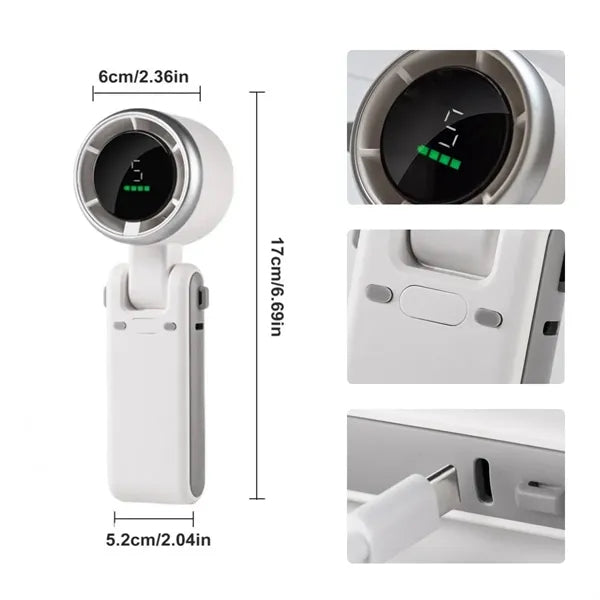 Smart Handheld Fan with Digital Display and Adjustable Speed