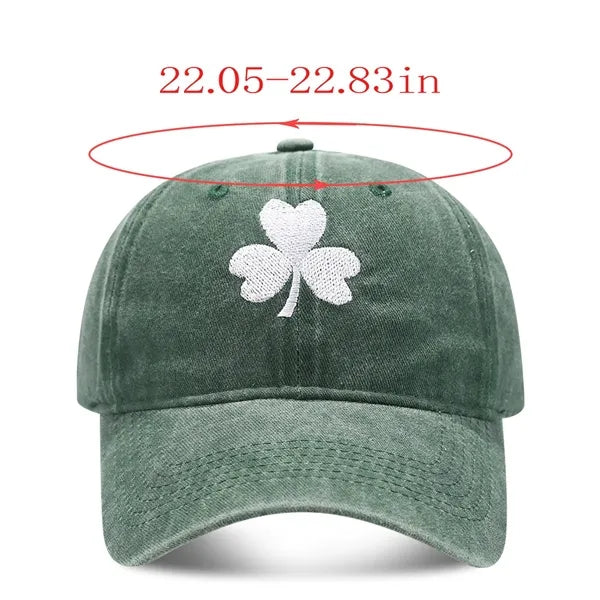 St Patrick's Day Clover Cotton Washed Baseball Cap
