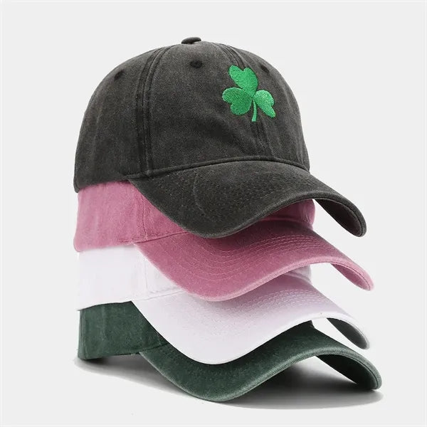 St Patrick's Day Clover Cotton Washed Baseball Cap