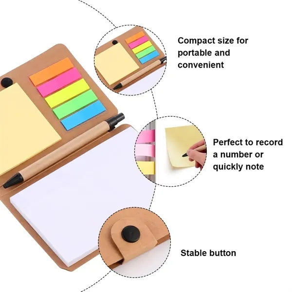 Kraft Paper Sticky Note Set With Pen