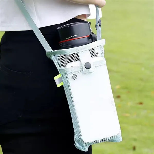 Portable Mesh Water Cup Crossbody Bag