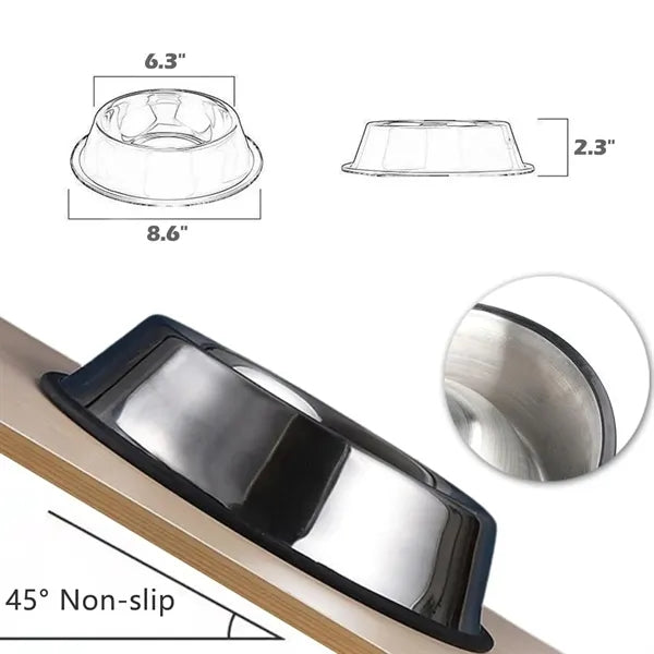 Stainless Steel Pet Bowl with Non-Slip Base