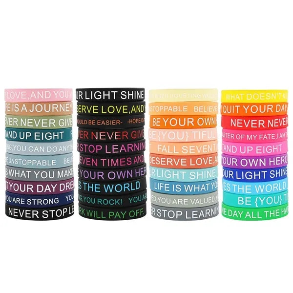 Motivational Quote Rubber Bracelets