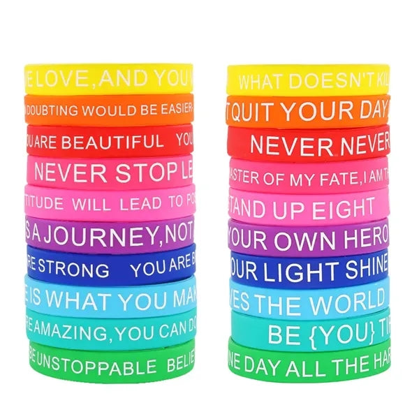 Motivational Quote Rubber Bracelets