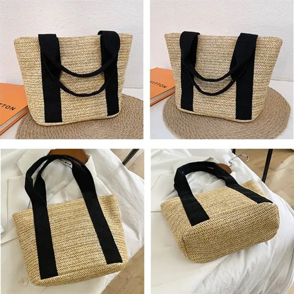 Straw Beach Tote Bag Travel Handbag