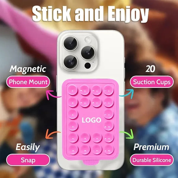 Silicone suction magnetic phone mount