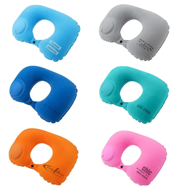 Soft Flocked Quick Inflate U-Shaped Event Pillow