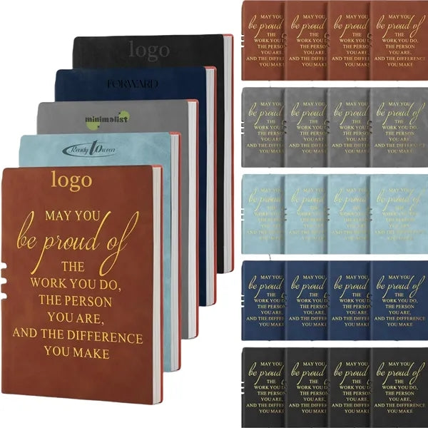 Inspirational Leather-Bound Pen Loop Event Notebook