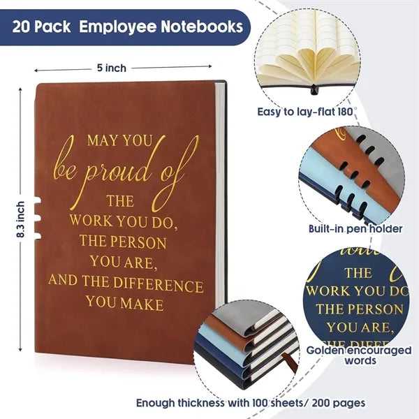 Inspirational Leather-Bound Pen Loop Event Notebook