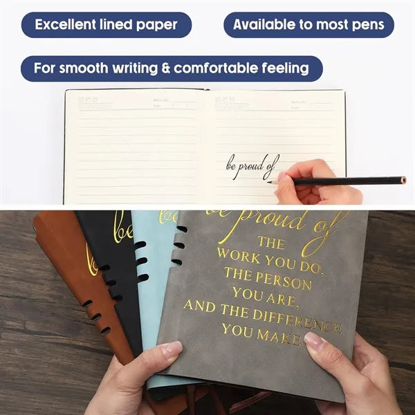 Inspirational Leather-Bound Pen Loop Event Notebook