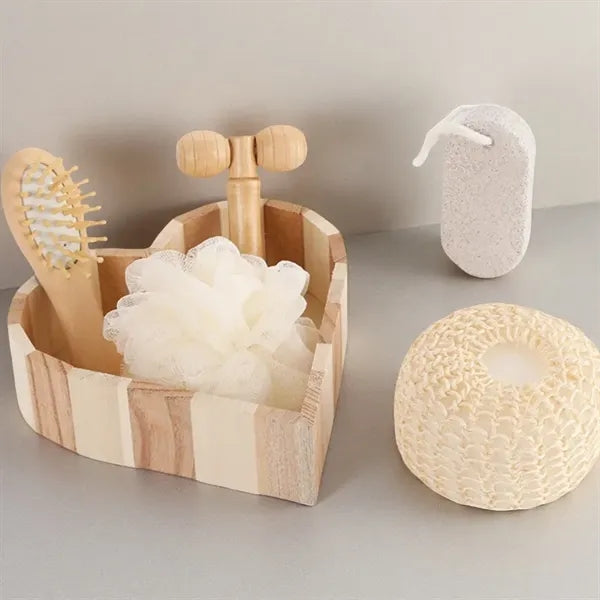 Romantic Wooden Bath Set with Massager for Hotel Amenities