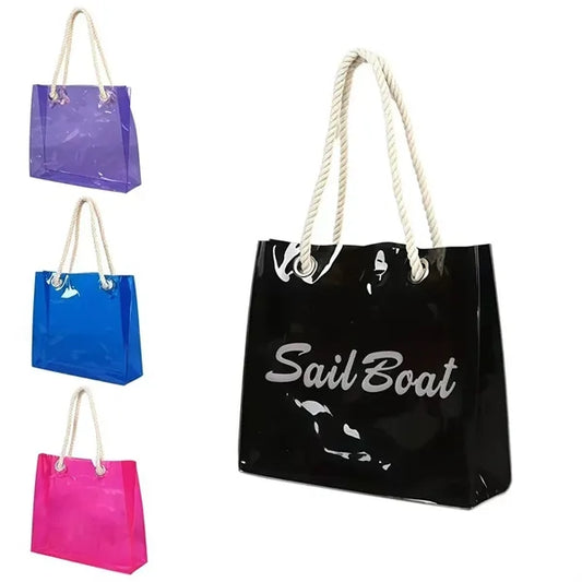 Cotton Rope PVC Clear Tote Bag