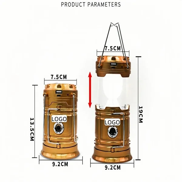 Solar Rechargeable LED Camping Lantern Flashlight for Emerge