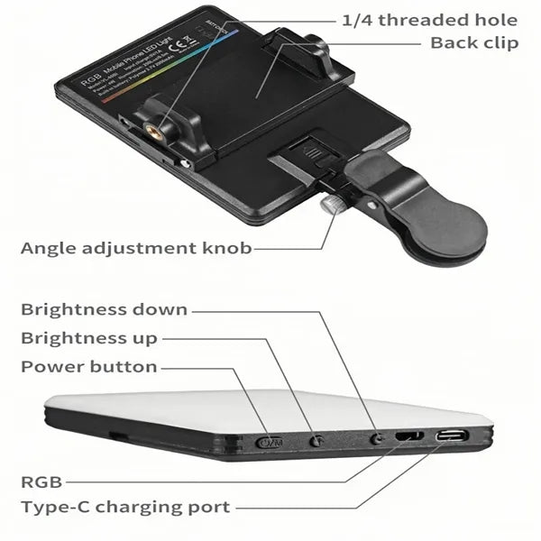 60 LED Dual Clip Selfie Light 3 Modes
