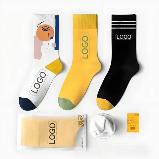 Father's Day Male Medium Length Cotton Socks w/ LOGO Embroid