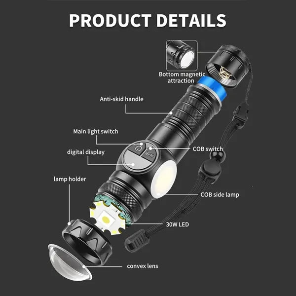 Strong Light Long-Range Flashlight Aluminum Alloy Magnetic