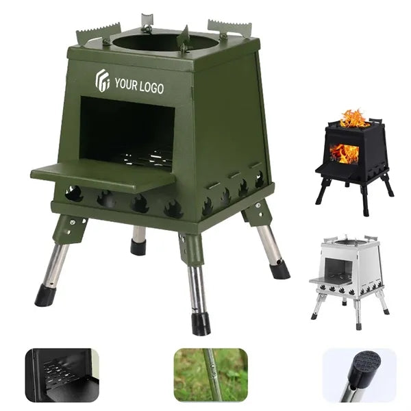 Hiking adjustable portable folding camping wood stove