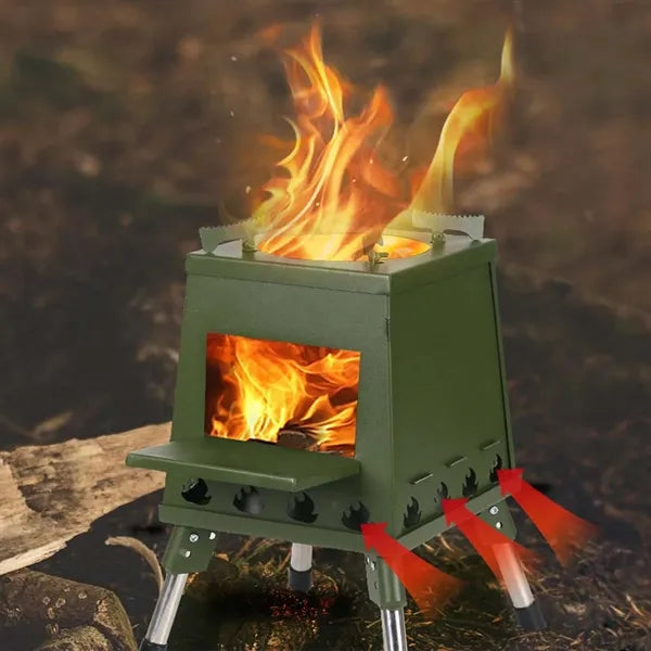 Hiking adjustable portable folding camping wood stove